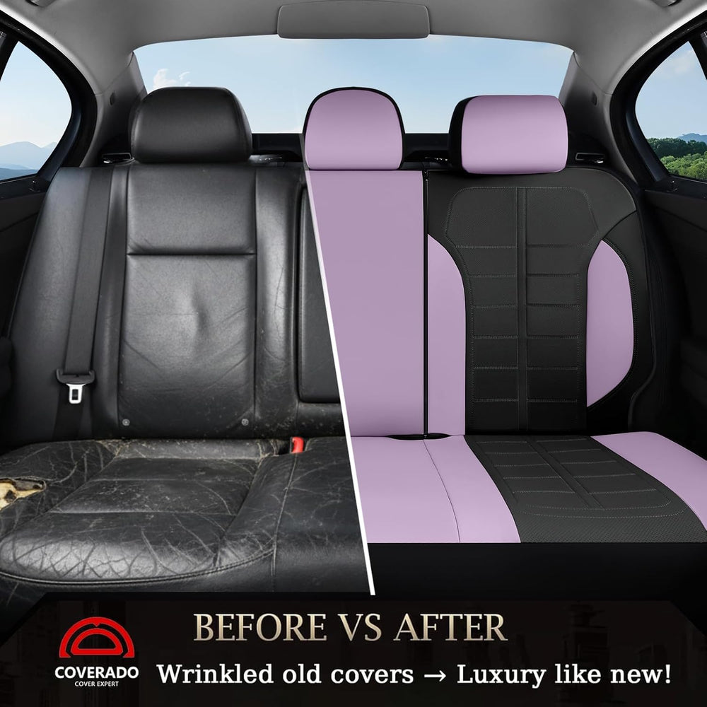 Coverado Car Seat Covers Full Set Leather Full Coverage Waterproof Seat Cover...