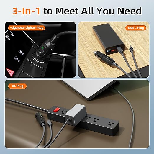Starlink Mini 3-in-1 DC Power Cable 16FT, USB-C 12-24V Cigarette Lighter Plug...