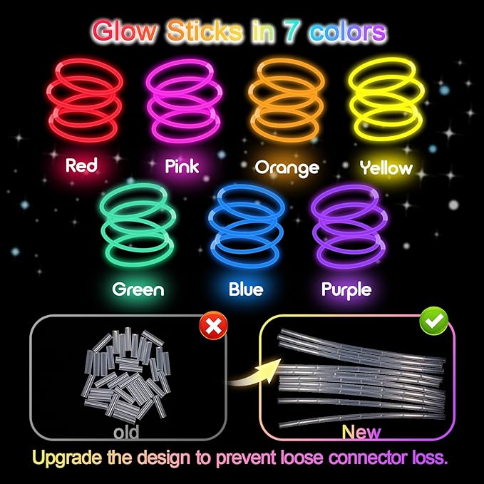 Halloween Glow Sticks Bulk Party Pack- Ultra Bright 500pk Glow in the Dark Pa...