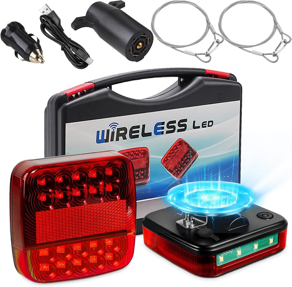 Wireless Trailer Lights Magnetic, Upgrade Rechargeable Wireless Trailer Tow L...