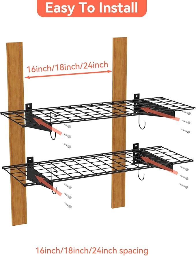 TORACK 2 Pack Garage Wall Shelves