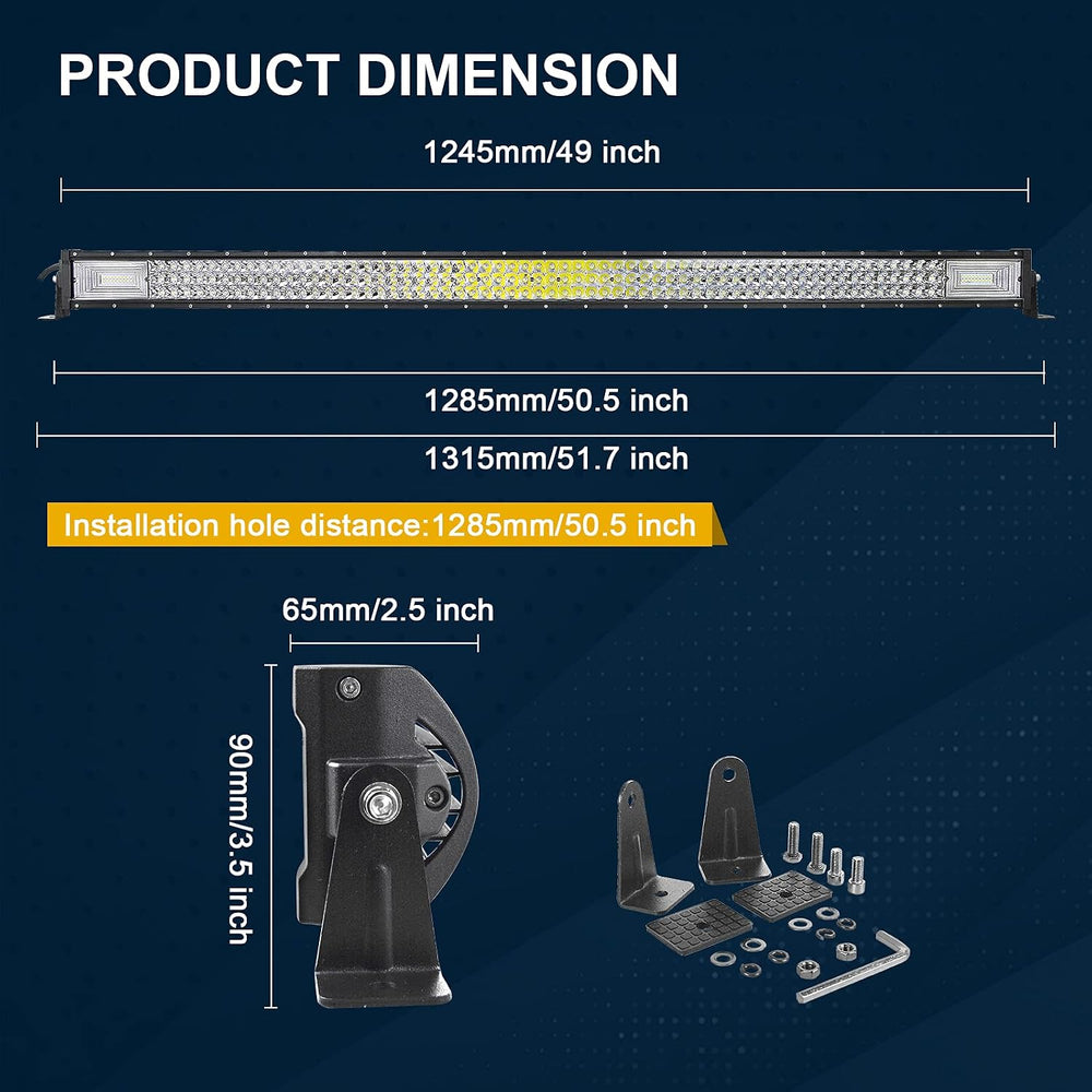AUXTINGS 50 inch 648W Straight LED Light Bar 7D Lens Spot Flood Combo Beam Tr...