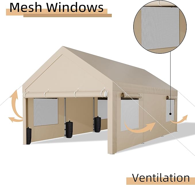JY QAQA Carport, 10x20 FT Heavy Duty Carport