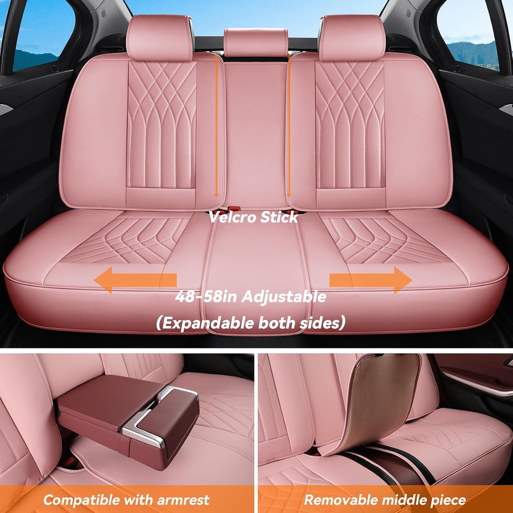 Pink Car Seat Covers Full Set Universal 5-Seater Full Coverage