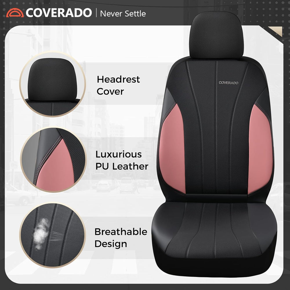 Coverado Automotive Car Seat Covers, Luxury Seat Covers Full Set, Leather Car...