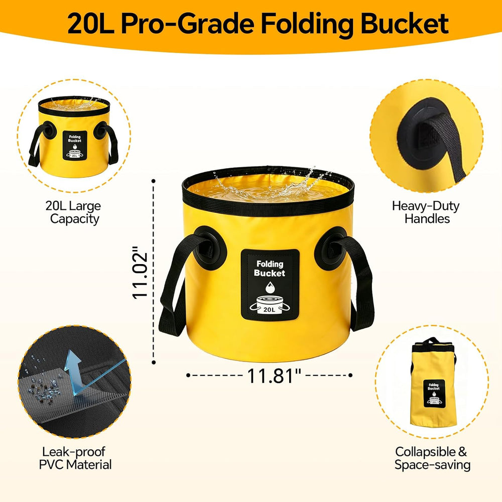 7-in-1 Car Wash Kit with 20L Collapsible Bucket & Brush โ Car Wash Mop wi...