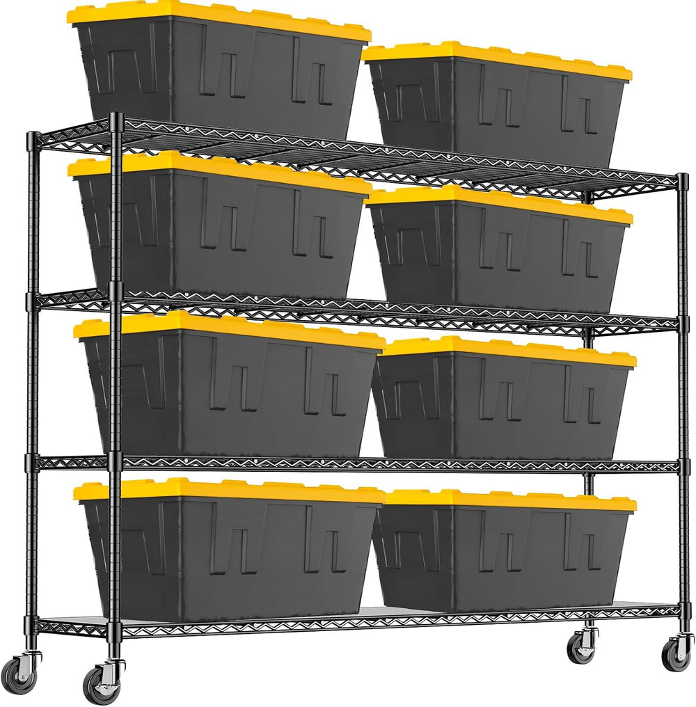 60'' W Heavy Duty Shelving with Wheels, Adjustable Storage Rack