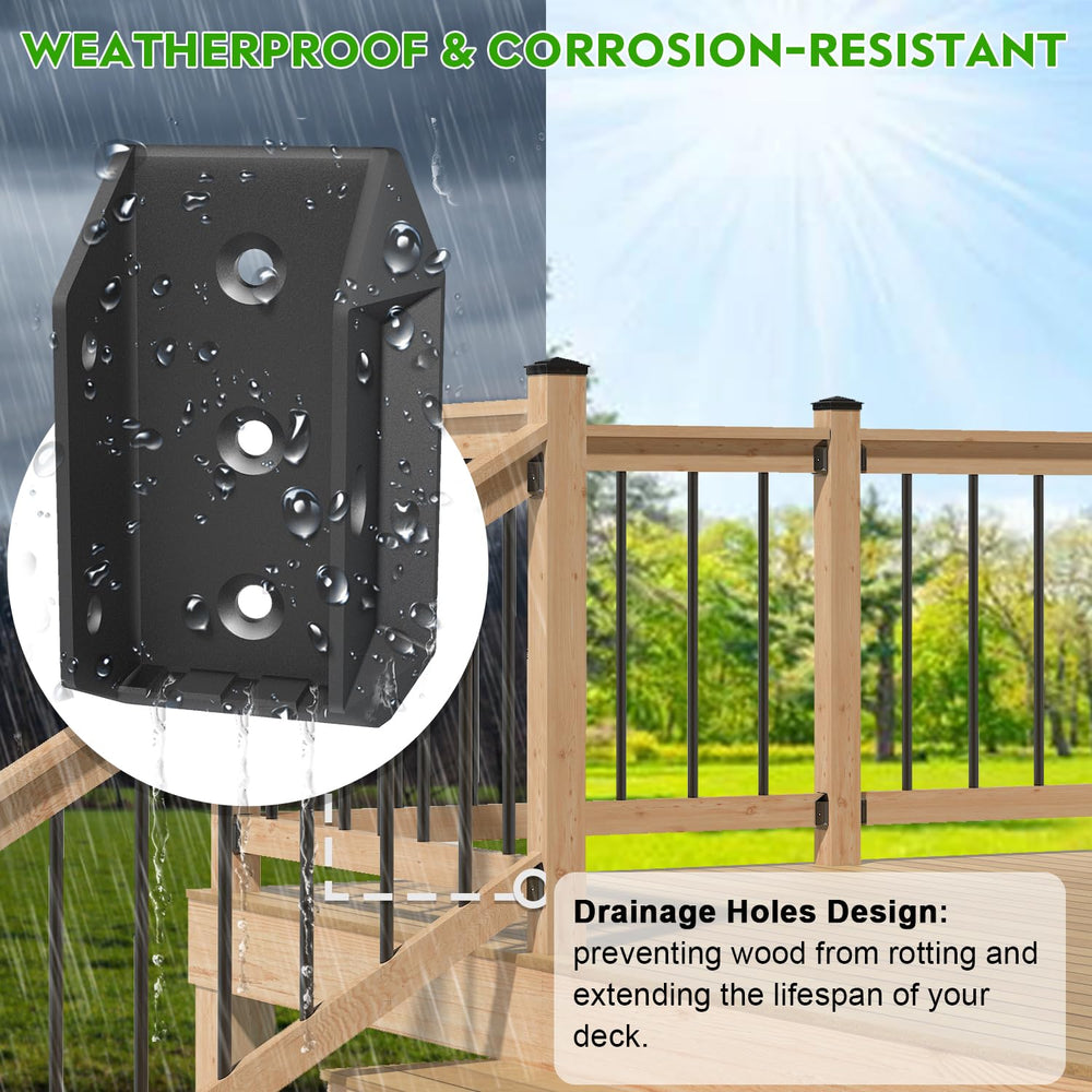 50 Pcs Heavy Duty ADC-12 Aluminum Deck Railing Brackets for 2x4 (Actual 1 ยฝ&q...