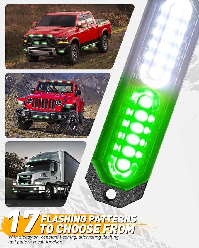 HLauto 1200T Emergency Strobe Grille Lights: 8pcs 12 LED Sync Feature Safety