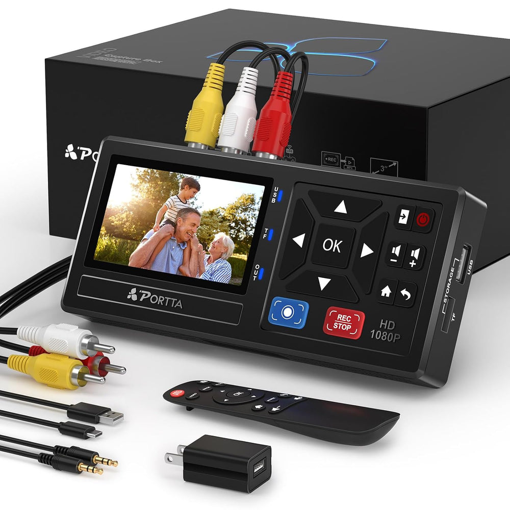 Portta VHS to Digital Converter, Video to Digital Recorder with Remote, Compa...