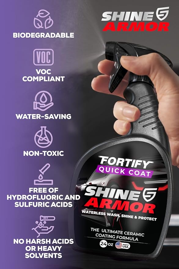 SHINE ARMOR Ceramic Coating Fortify Quick Coat Car Wax Polish Spray Waterless