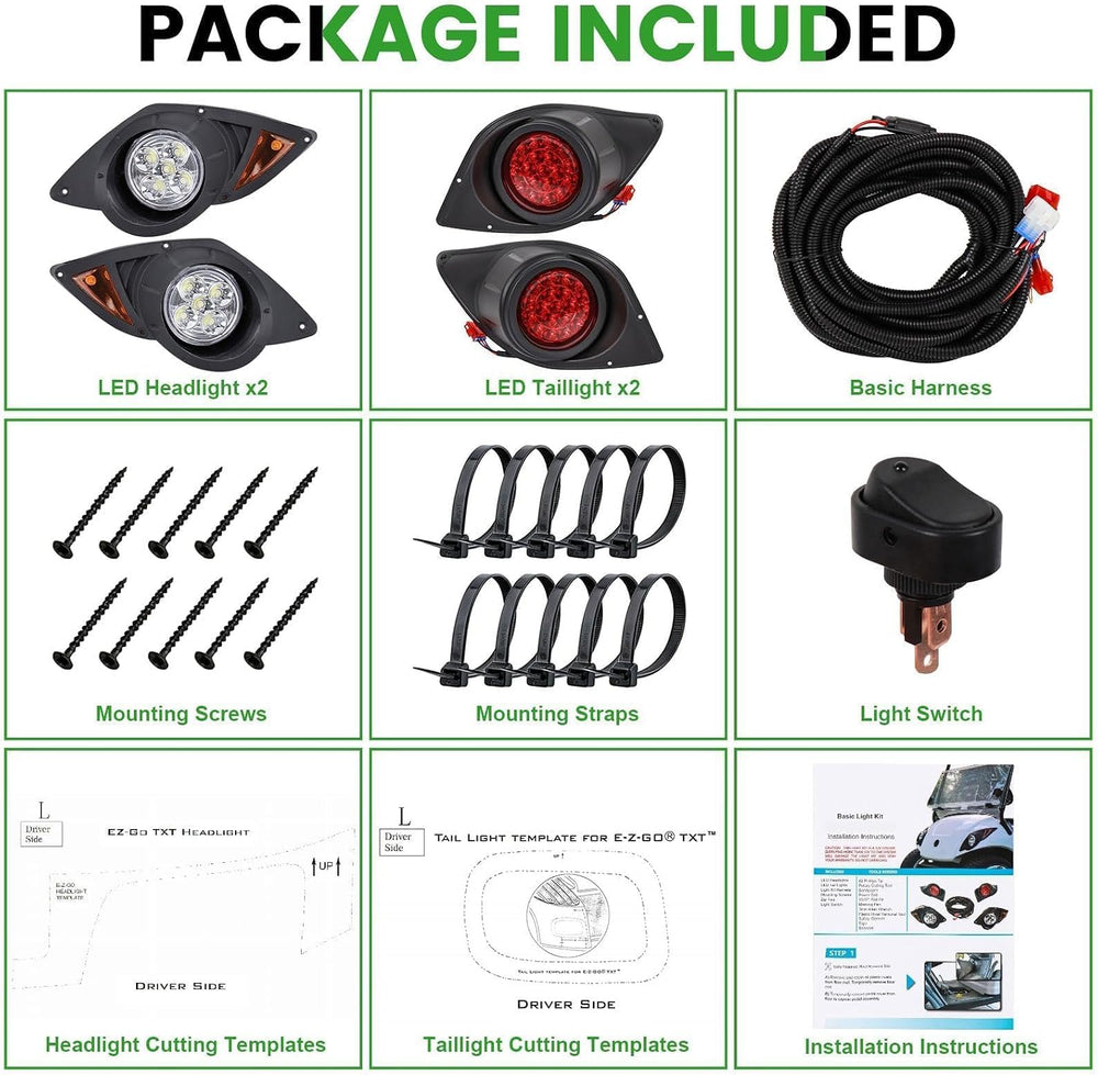 Headlight Tail Light Kit for Yamaha G29 Drive Golf Carts 2007-UP