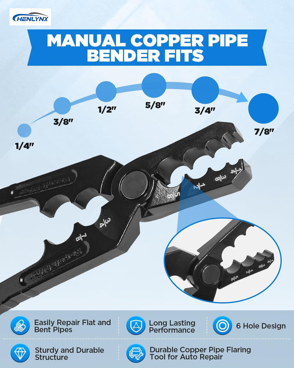 Manual Copper Tube Rounder - 6 Hole Pipe Repair Pliers for 1/4" 3/8"...