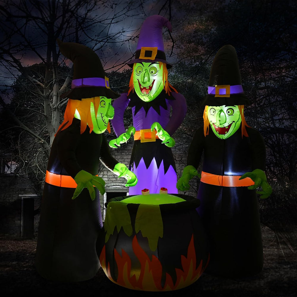 Double Couple 6FT Halloween Inflatables Outdoor Decorations,Three Witch Aroun...