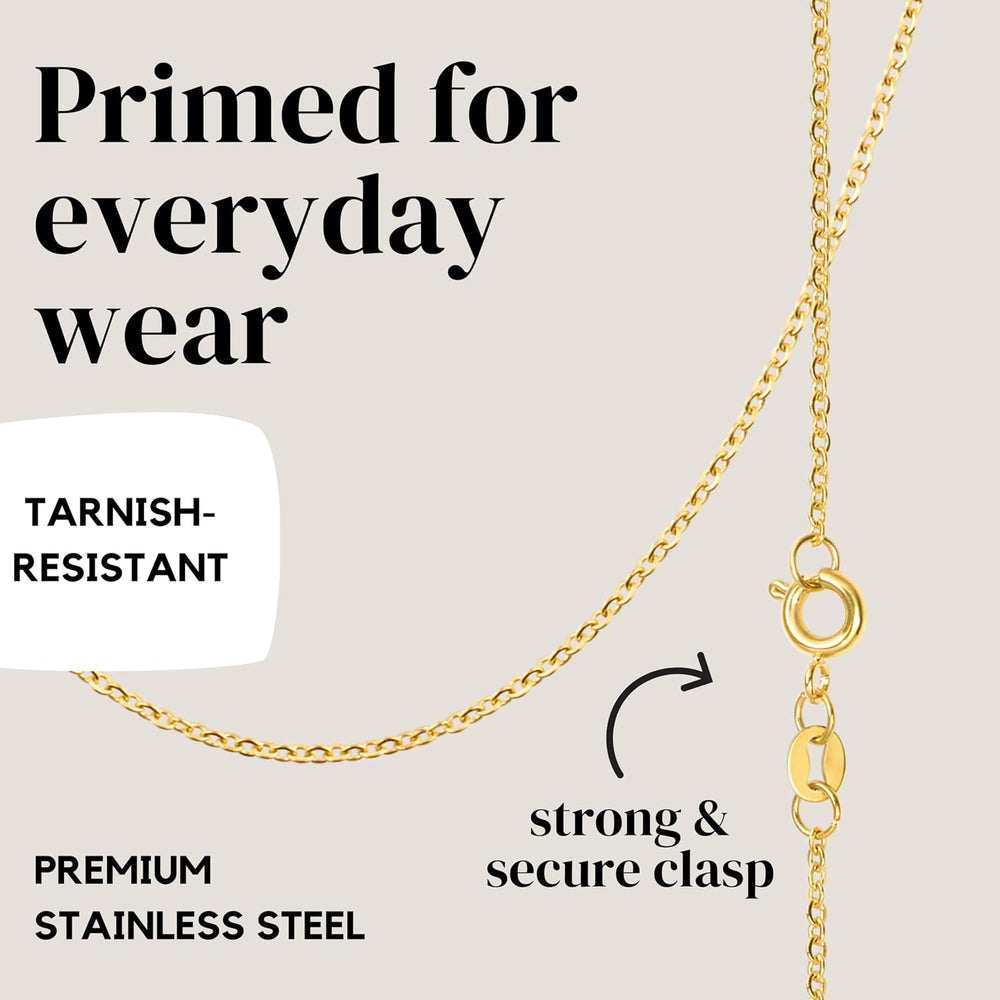 KISPER Dainty Gold Cable Chain Necklace Women 24K Plated Stainless Steel