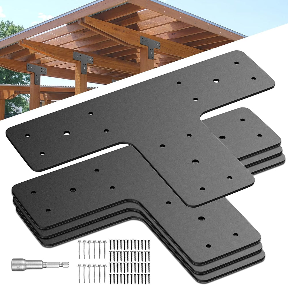 T Post Timber Brackets 4PCS, 12x8 Heavy Duty for 4x4 6x6 Lumber