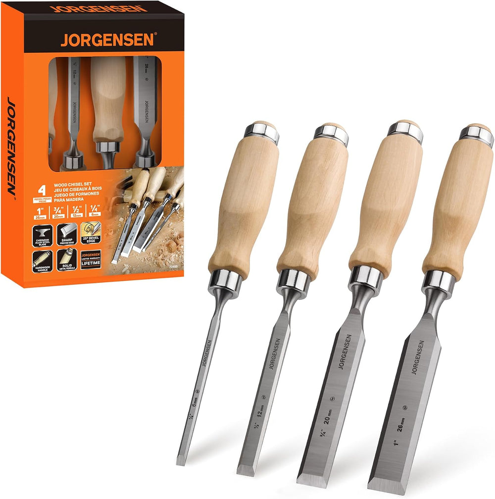 Jorgensen 4-Piece Wood Chisel Set, 1/4", 1/2", 3/4", 1"
