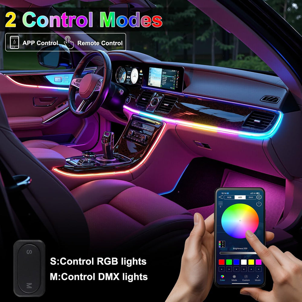 Dreamcolor Acrylic Interior Car LED Strip Lights, 10 in 1 Ambient Lighting Ki...