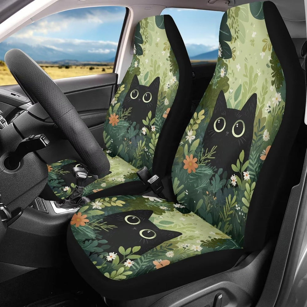 Talayituse Cute Cat Forest Print Car Seat Covers Front Set Car Seats with Ela...