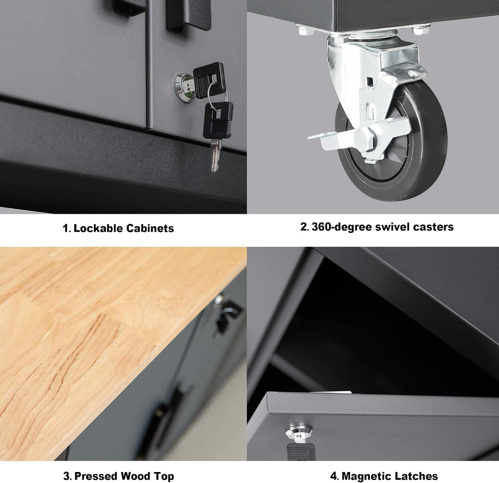 Torin Garage Storage Cabinets System, 9-Pcs Workshop Cabinet Set in Black