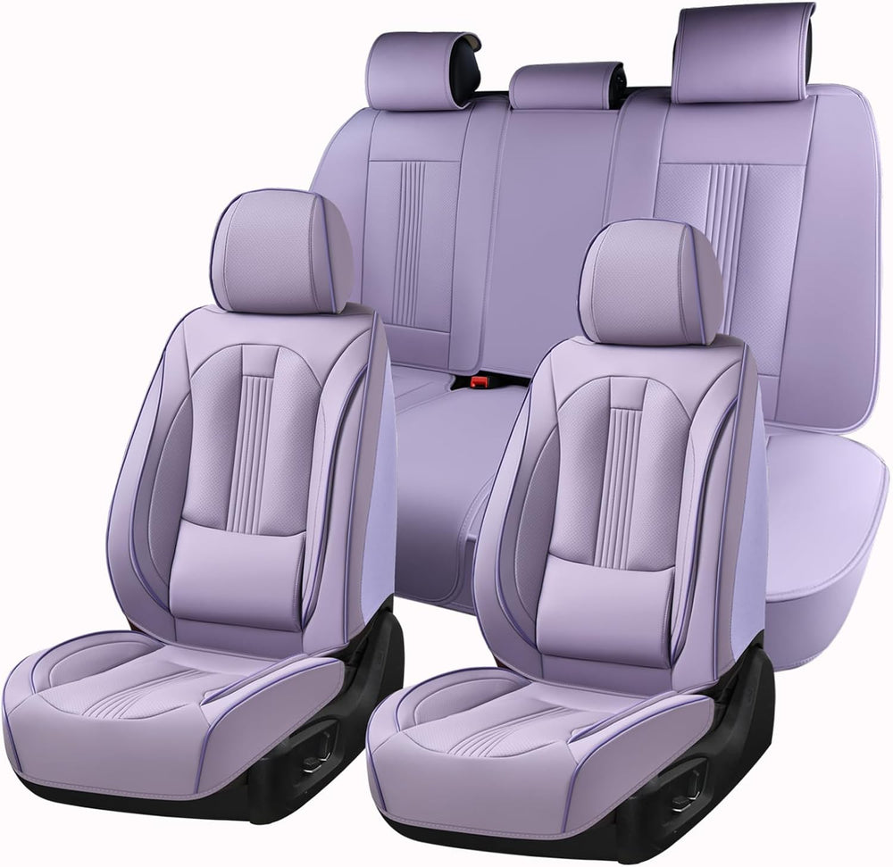 Huidasource Purple Seat Covers, Nappa Leather Car Seat Covers with Lumbar Sup...