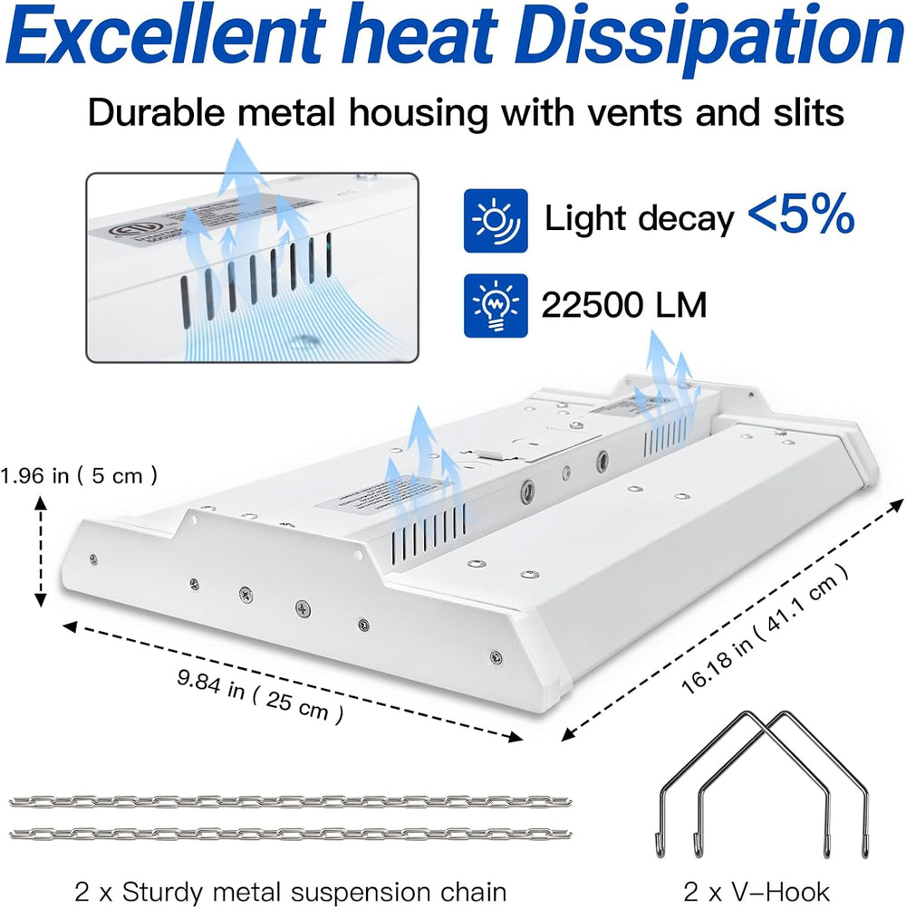 JTT LED Linear Shop Lights 150W, 21000LM 360°Adjustable Led High Bay Lights