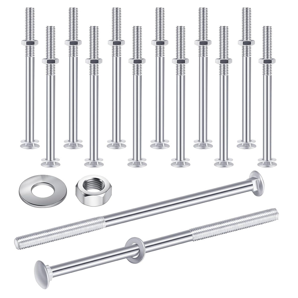 Zonon 12 Sets Carriage Bolt, Silver, 1/2 x 10 Inch