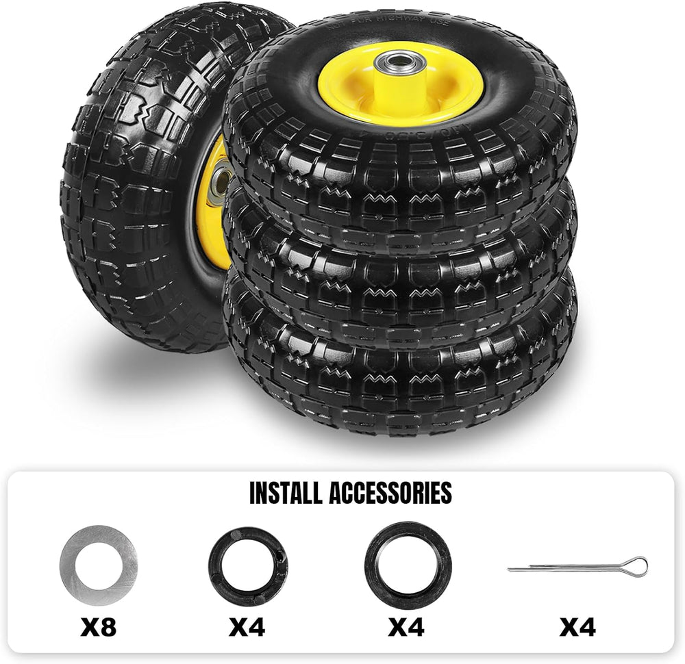 10 Inch Soild Rubber Dolly Tire Wheels, 4.10/3.50-4" Tire and Wheel Flat...