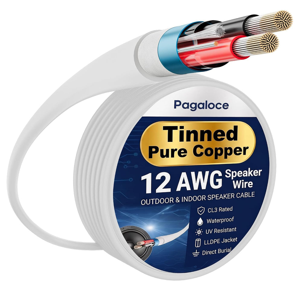 Outdoor 12 Gauge CL3 Speaker Wire 25FT,2-Conductor Direct Burial Tinned OFC