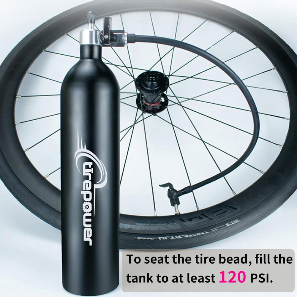 High-Pressure Tubeless Bike Tire Inflator Air Tank - 200 PSI Aluminum Alloy B...