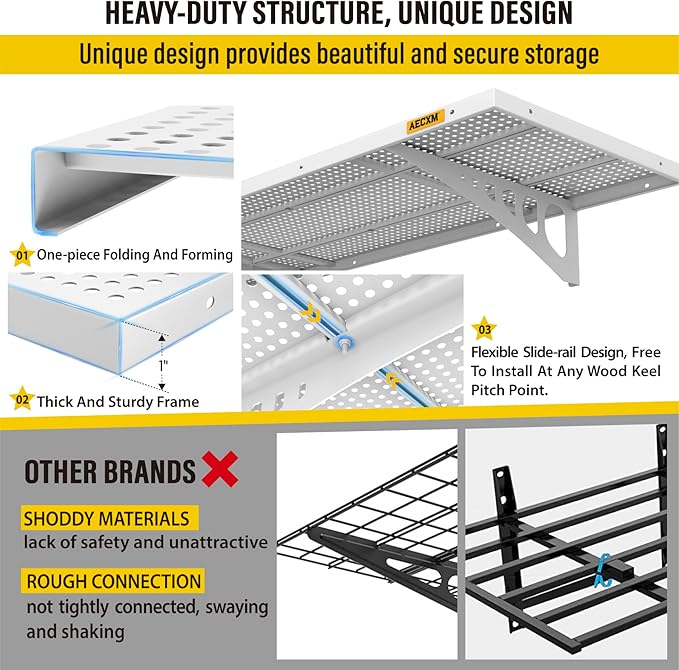 4-pack 1.64x4ft Adjustable Garage Wall Shelving 1120lbs Load Capacity Heavy