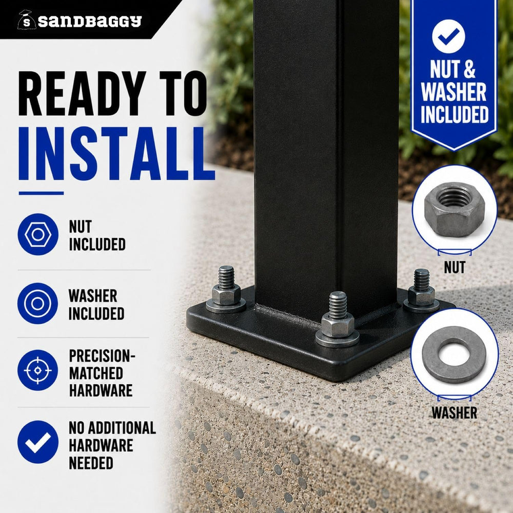 Sandbaggy 5/8" x 10" Threaded Concrete Anchor L-Bolts (Nuts & W...