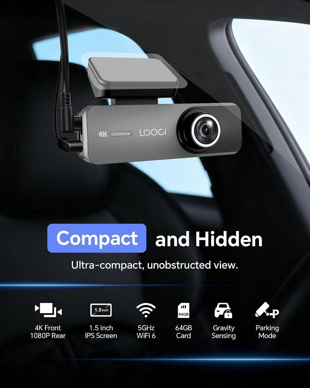 4K Dash Cam Front and Rear, HDR Night Vision, Parking Mode,App Control