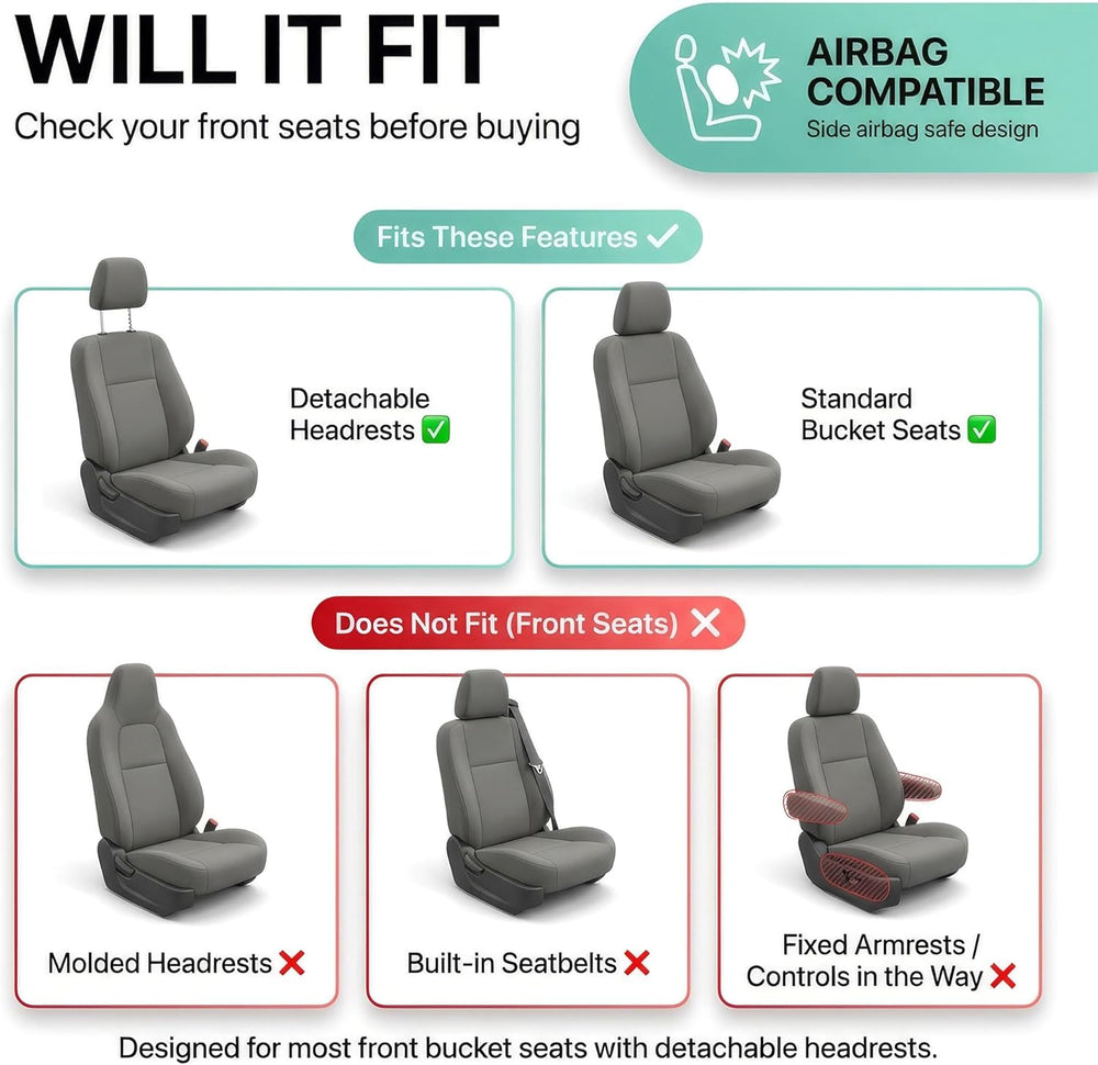 FH Group Automotive Car Seat Covers Front Set Premium 3D Air Mesh Front Seat ...