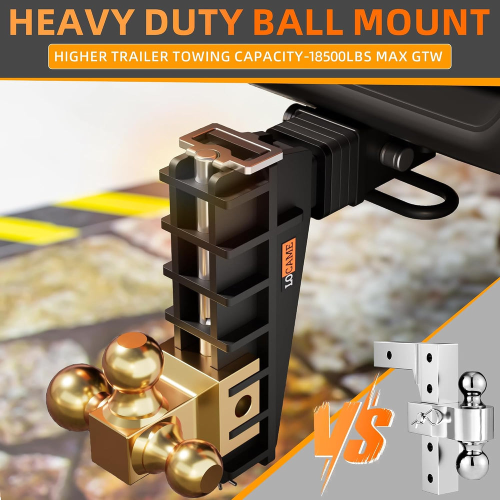 LOCAME Adjustable Trailer Hitch, Tri-Ball(1-7/8'', 2'', 2-5/1...