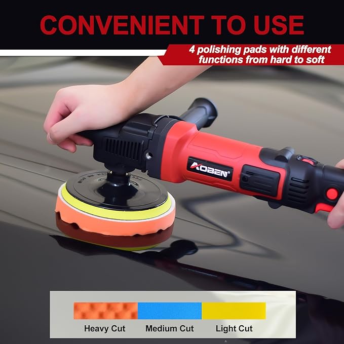 AOBEN 6/7 inch Buffer Polisher, Rotary Car Buffer, 1600W Car Polisher Waxer Kit