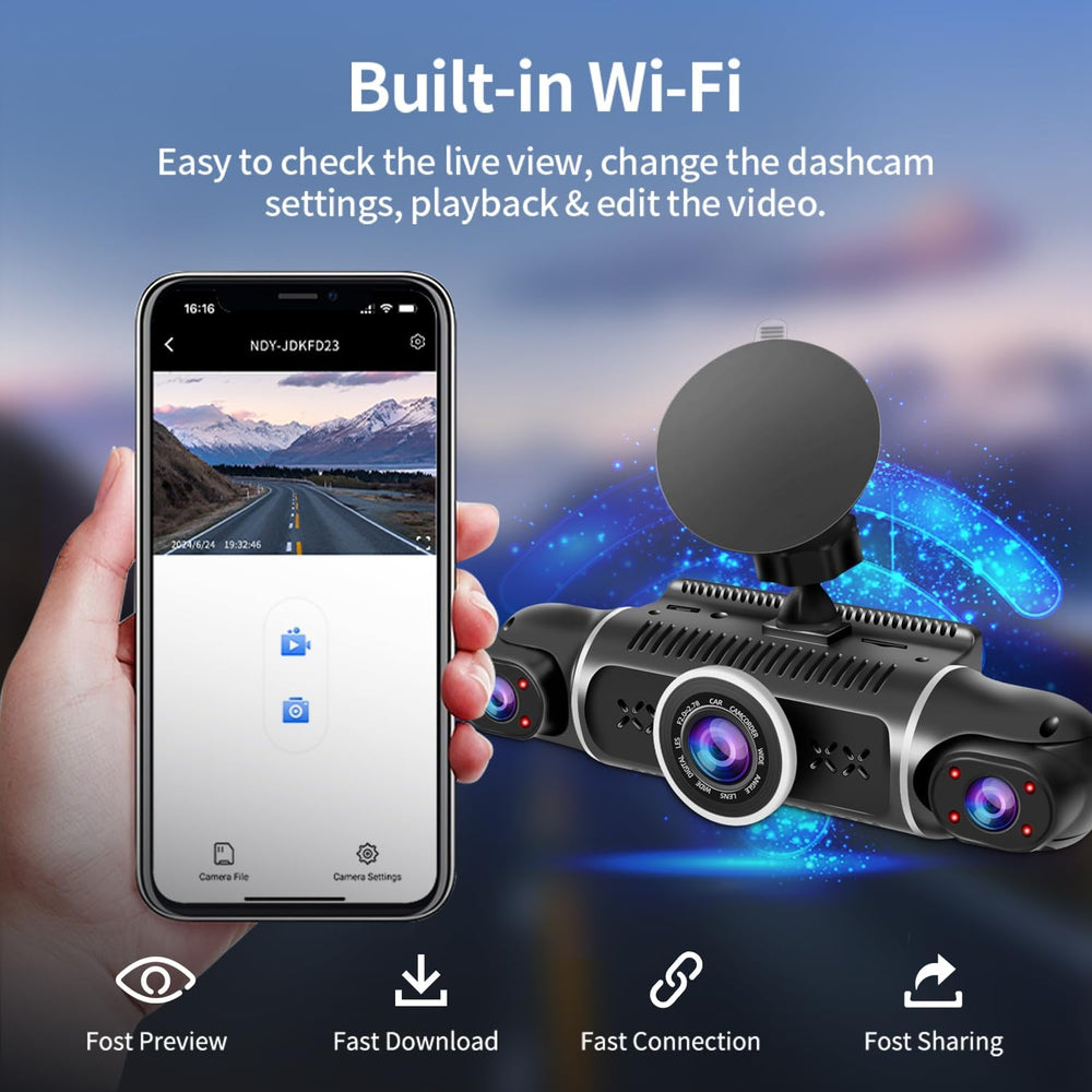 360ยฐ Dash Cam Front and Rear View 4 Channel Dash Camera FHD 2K+1080Px3 for Ca...