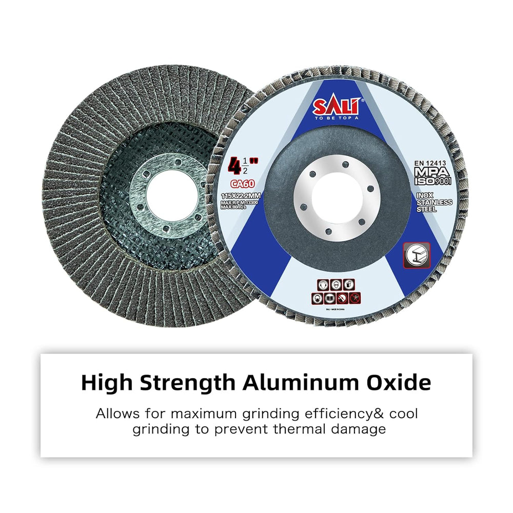 Sali 100 Pack Flap Disc 60 Grit 4.5" x 7/8-Inch Sanding Disc Bevel Type ...