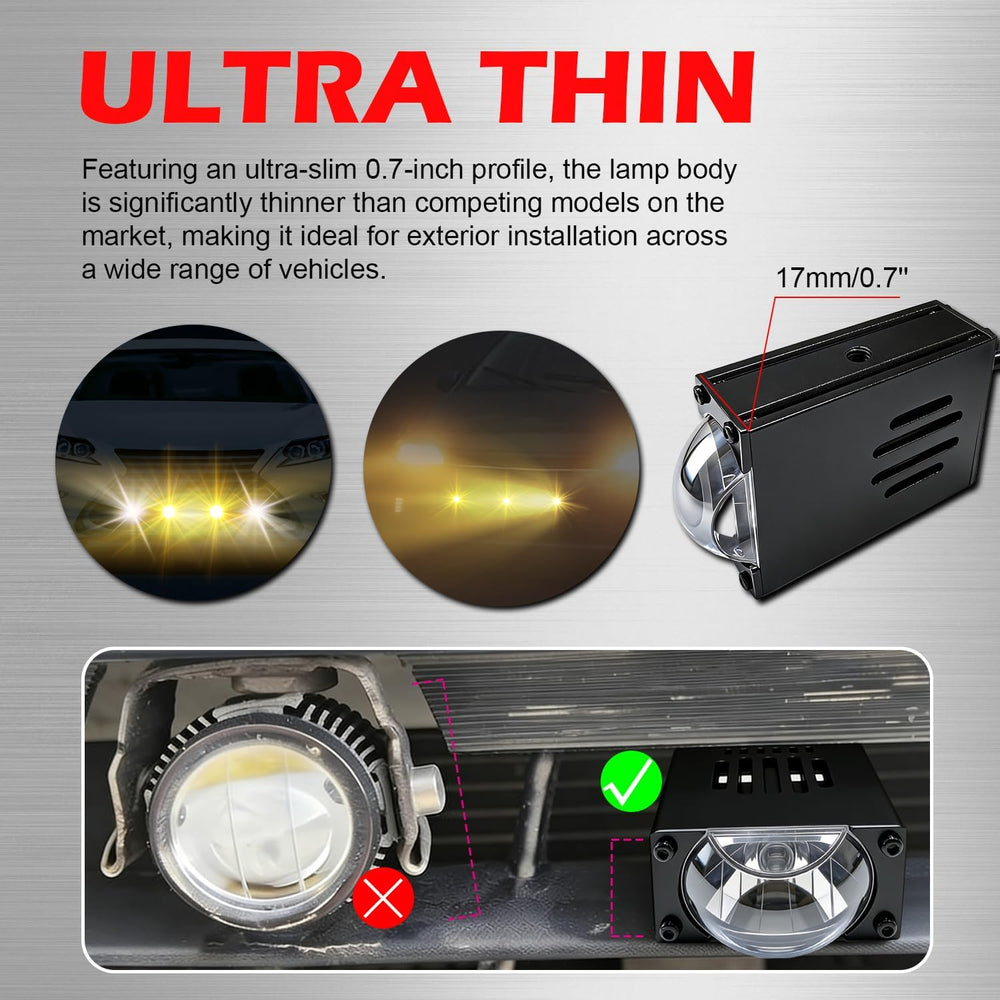 Super Bright LED Grille Projector Lights Kit White/Yellow Dual Color 16000LM ...