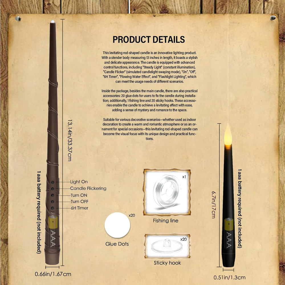 kakoya Flameless Floating Candles with Wand๏ผ20 Pcs Magic LED Hanging Taper Ca...