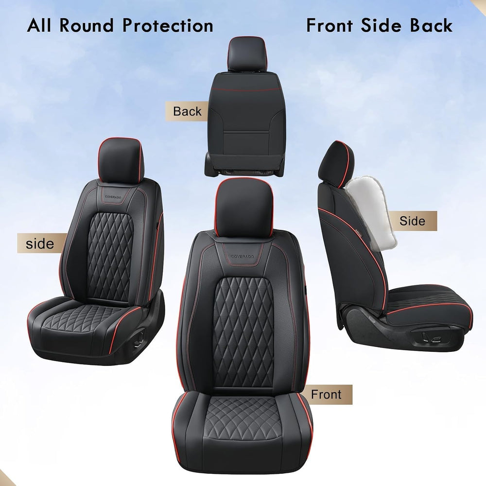 Coverado Leather Seat Covers Full Set for Ford F150F250F350F450(2015-2026)Wat...