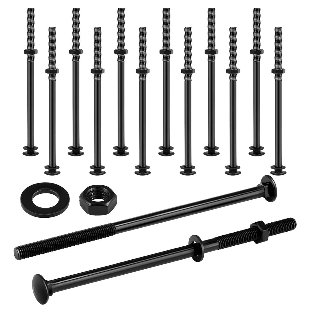 Zonon 12 Sets Carriage Bolt, Black, 1/2 x 10 Inch