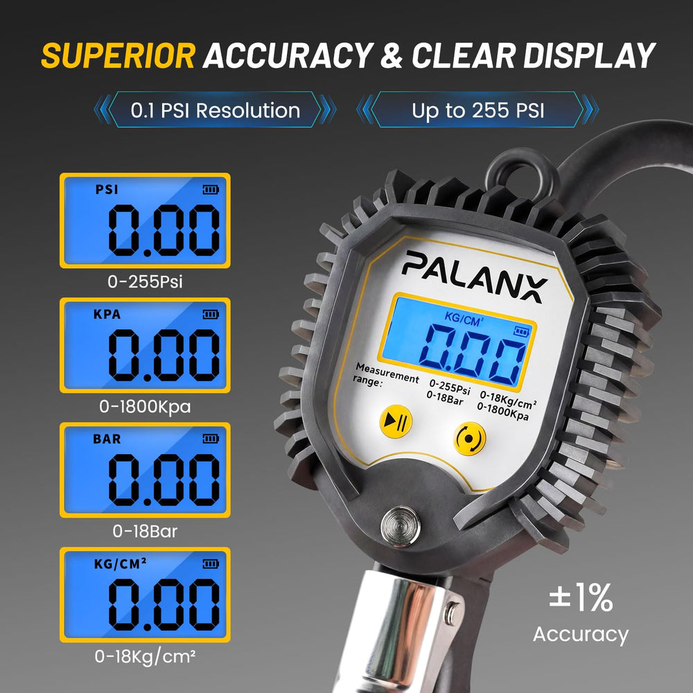 230 PSI Digital Tire Pressure Gauge with Inflator & Deflator