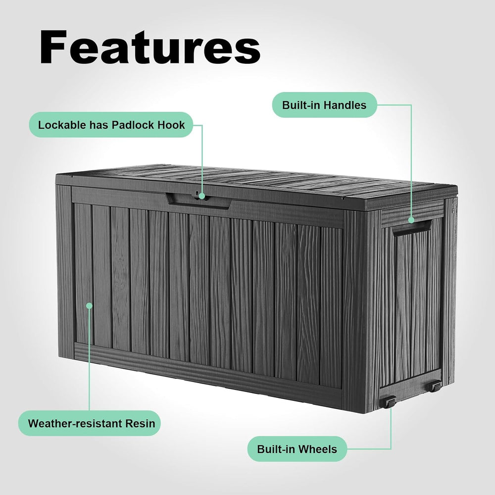 DRATO 75 Gallon Deck Box, Waterproof Resin Large Outdoor Storgae Box for Pati...