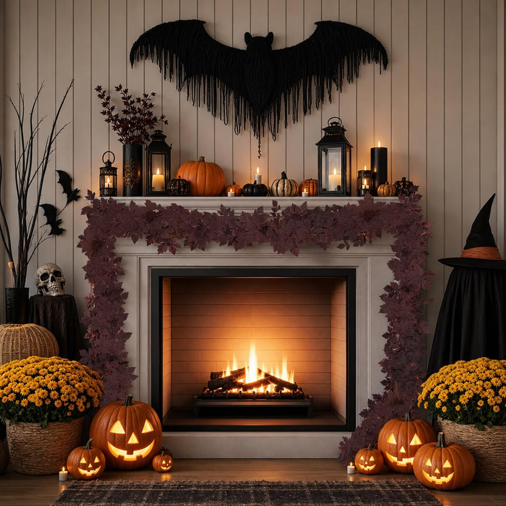 Mega-L Halloween Garland, 2 Pack Purple Grape Leaf Garland Halloween Decor