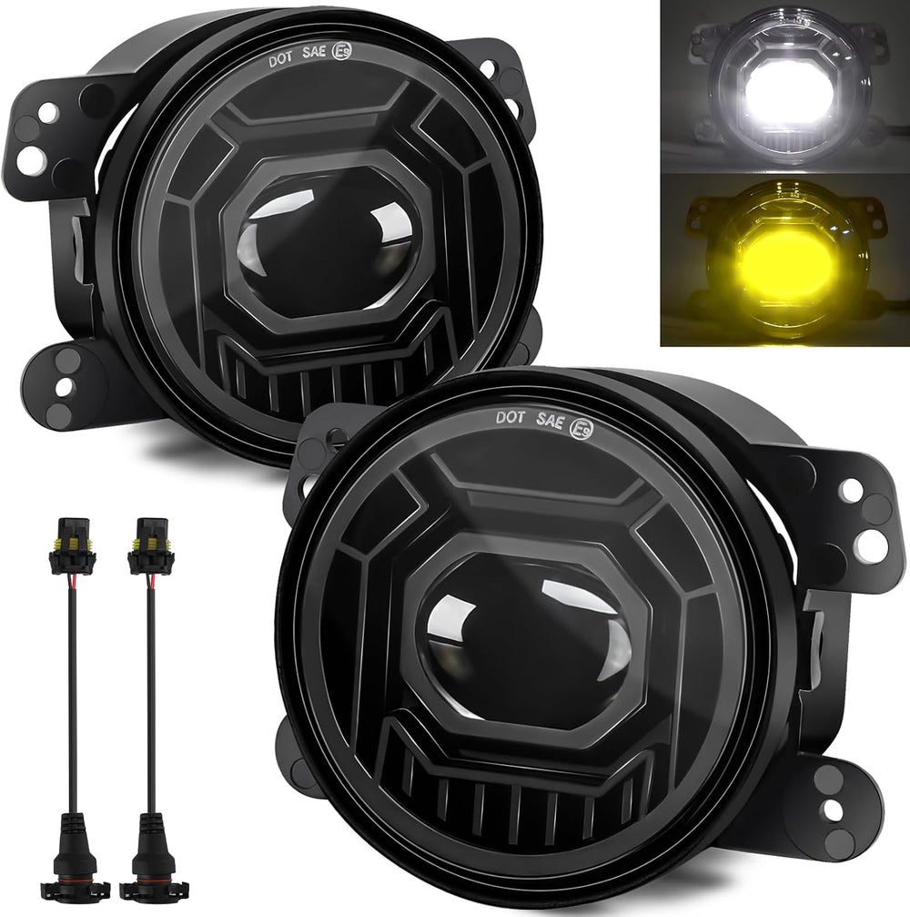 4 Inch Round LED Fog Lights for 2007-2018 Jeep Wrangler JK JKU 2018-2024 Jeep...