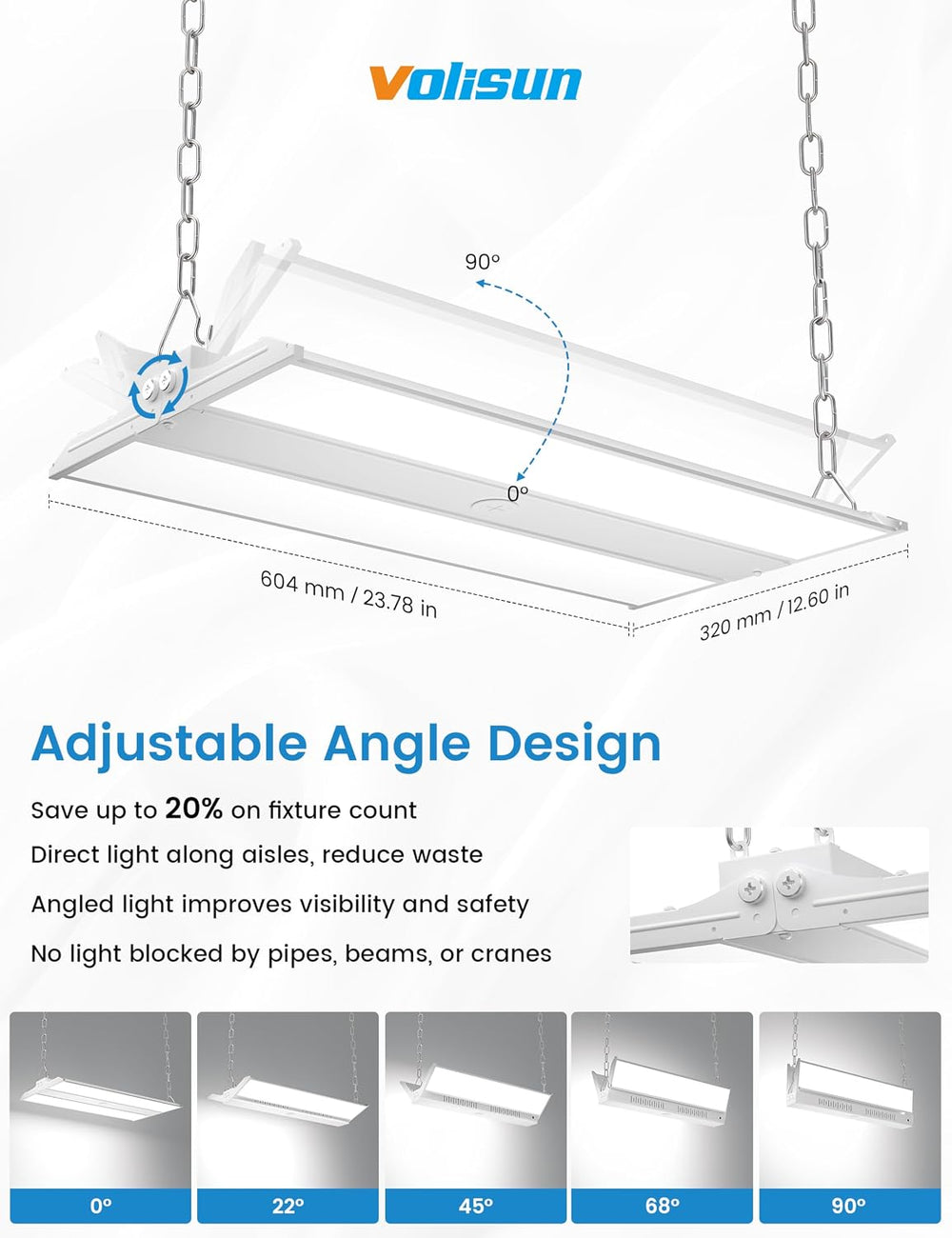 VOLISUN 2FT High Bay LED Shop Lights 2Pack, 200W 30000LM LED Linear Light