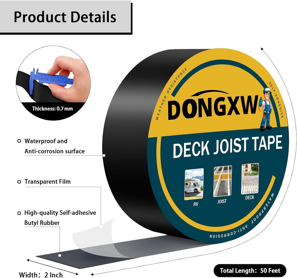 4 Packs Deck Joist Tape, 2" x 50' Waterproof Butyl Joist Tape for De...