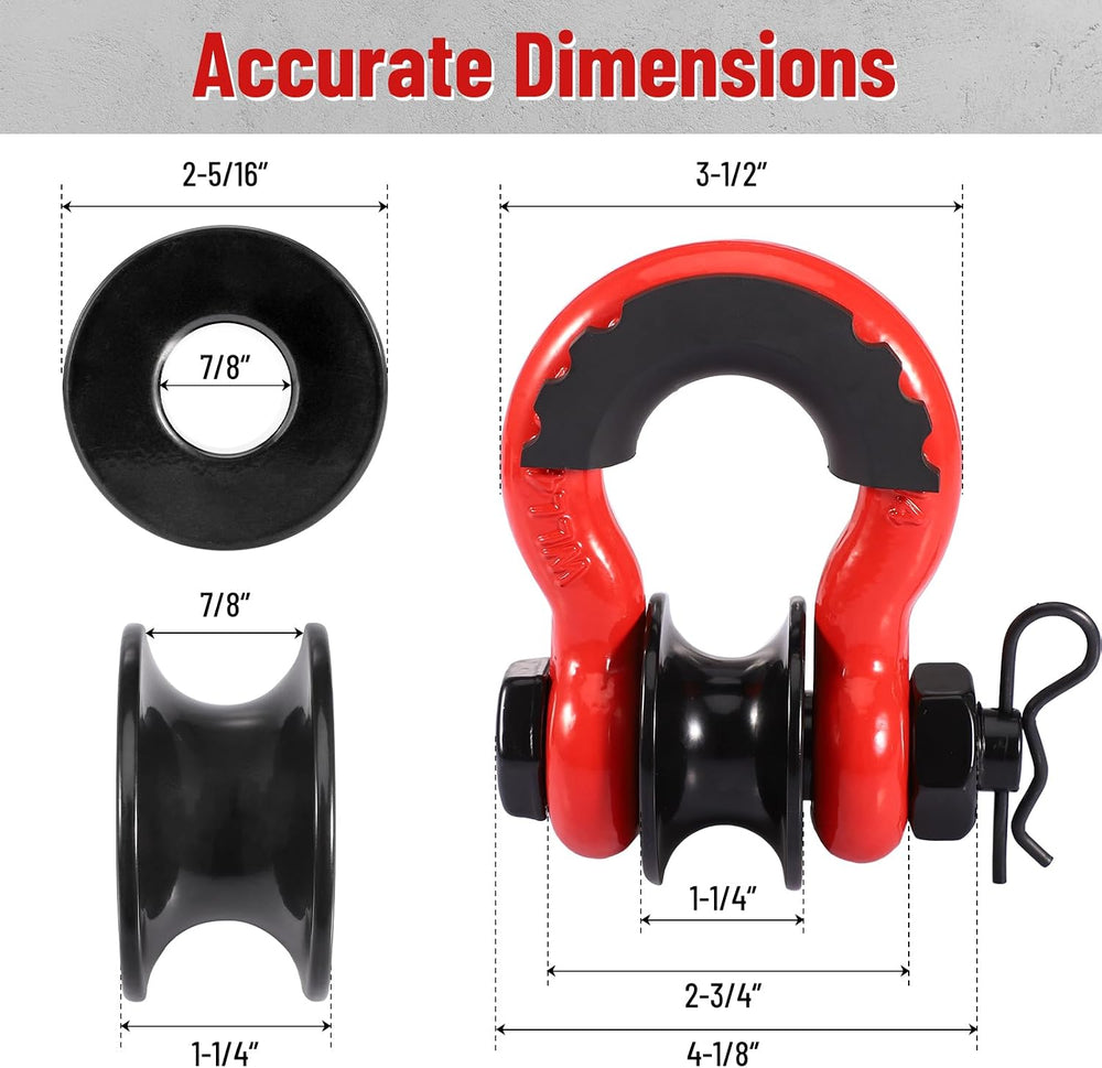 3/4" D Ring Shackle with Upgraded Snatch Blocks,57,000 lbs(28.5 Ton) Max...
