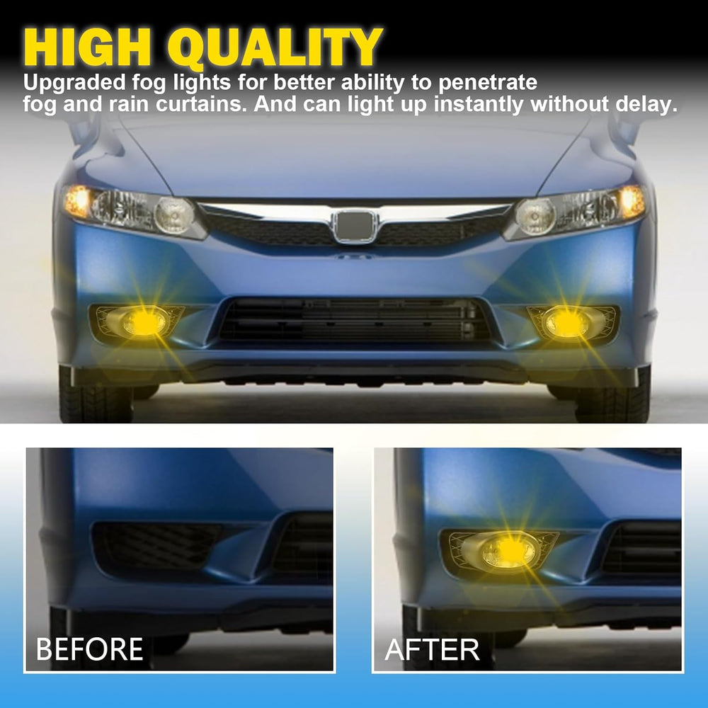 Bona Fog Lights Compatible with 2009 2010 2011 Honda Civic 4 Door Sedan with ...